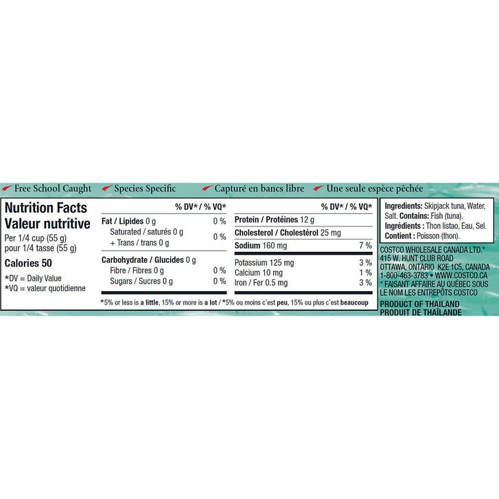 Kirkland Signature Solid Light Tuna in Water, 8 × 184 g