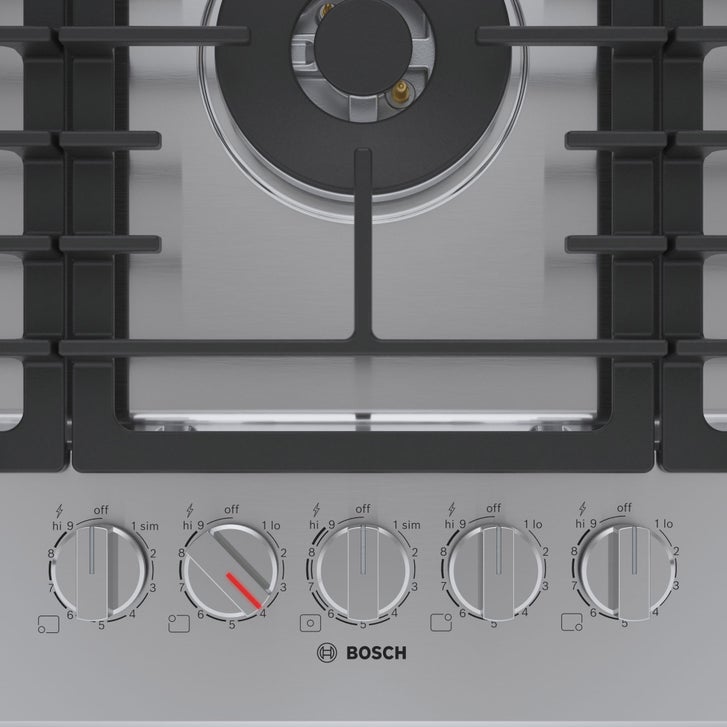 Bosch 800 Series 30 in. Stainless Steel Gas 5 Burner Cooktop with Cast Iron Grates