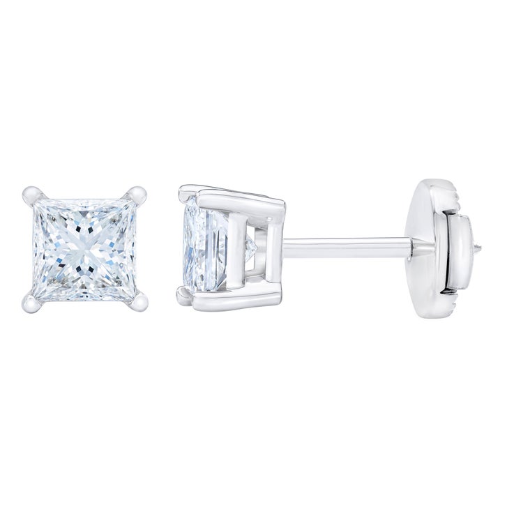 Princess Cut Diamond Stud Earrings (1.80 ctw)