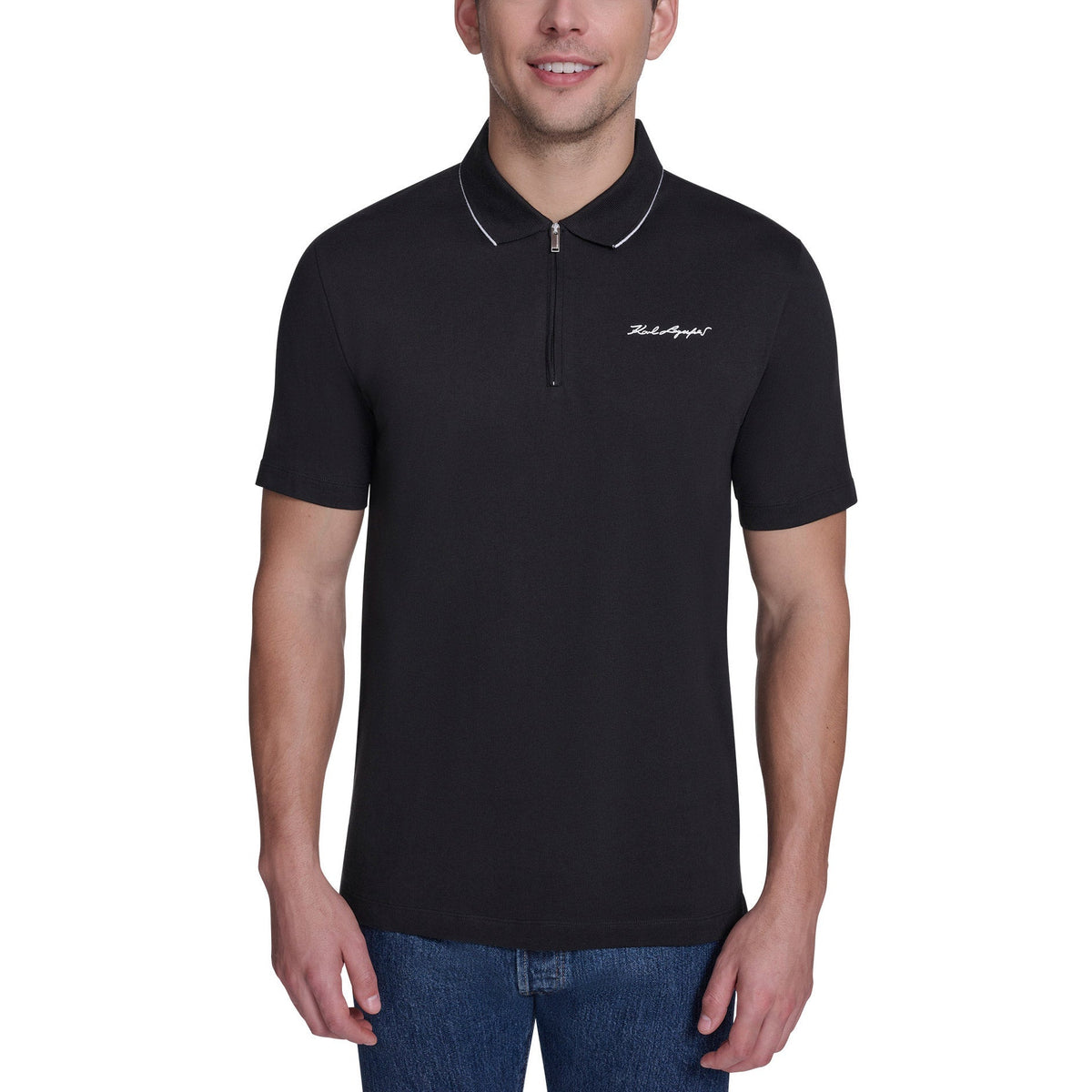 Karl Lagerfeld Men's 1/4 Zip Polo