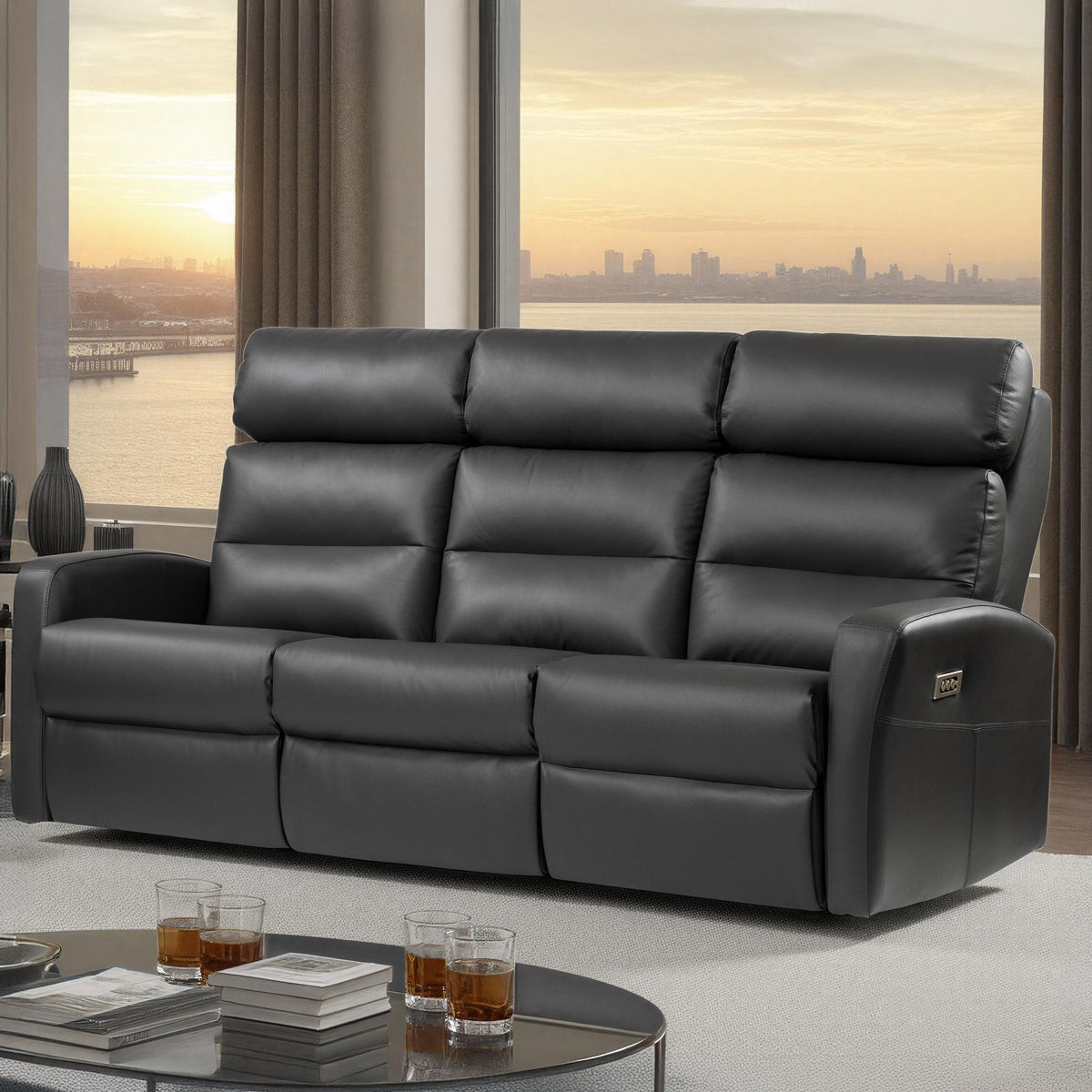 Simply Comfort Power Reclining Sofa, Dark Grey