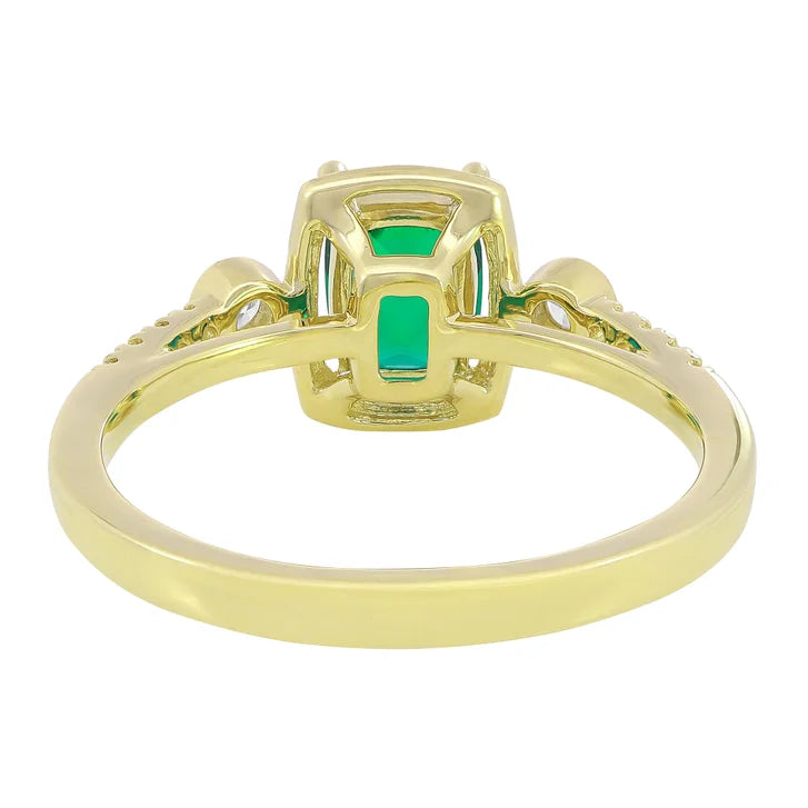 Cushion Cut Lab Created Emerald and Diamond Ring (0.16 ctw)