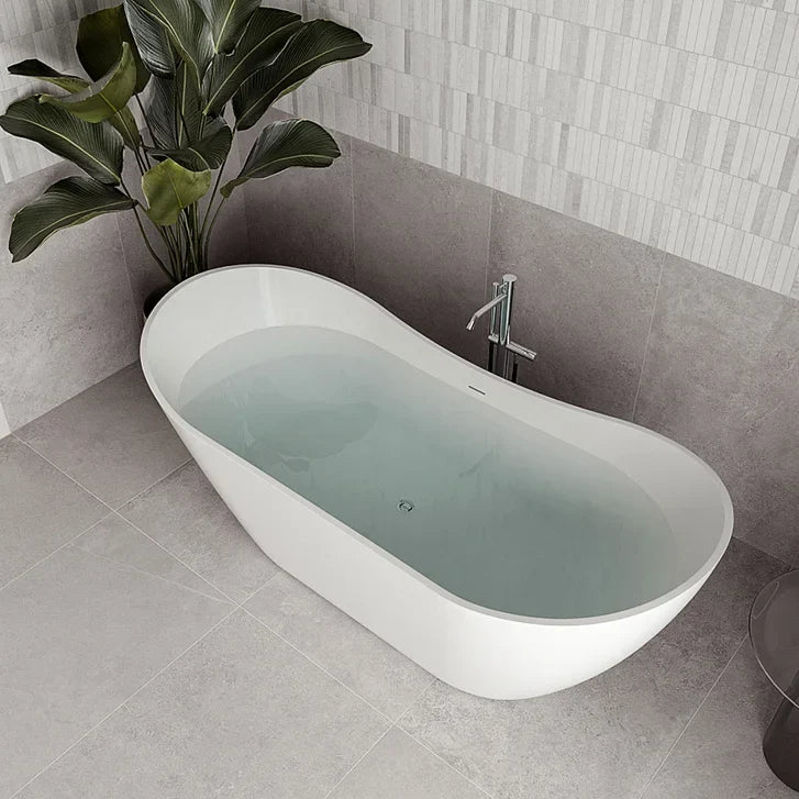 Streamline 71 in. Freestanding Bathtub with Expandable Bamboo Bathtub Caddy