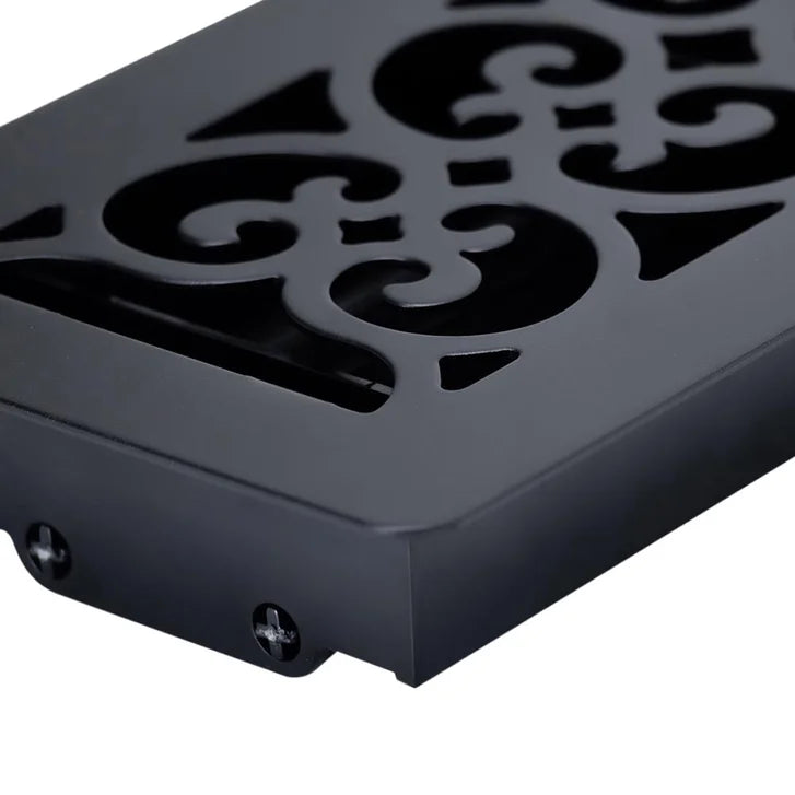 Manor House Black Low Profile Scroll Design Floor Registers, 4-pack