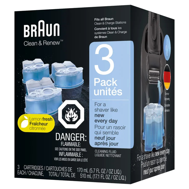 Braun Series 9 PRO+ Men's Electric Razor 9667cc + Clean & Renew Refill Cartridges CCR, 3-pack