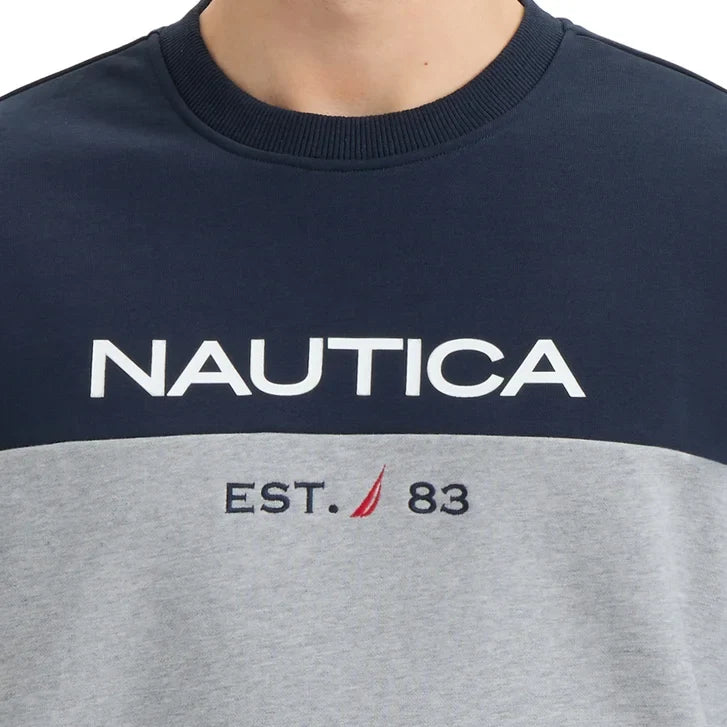Nautica Men's Heavyweight French Terry Crew Neck Sweatshirt – Relaxed Fit Cotton Blend