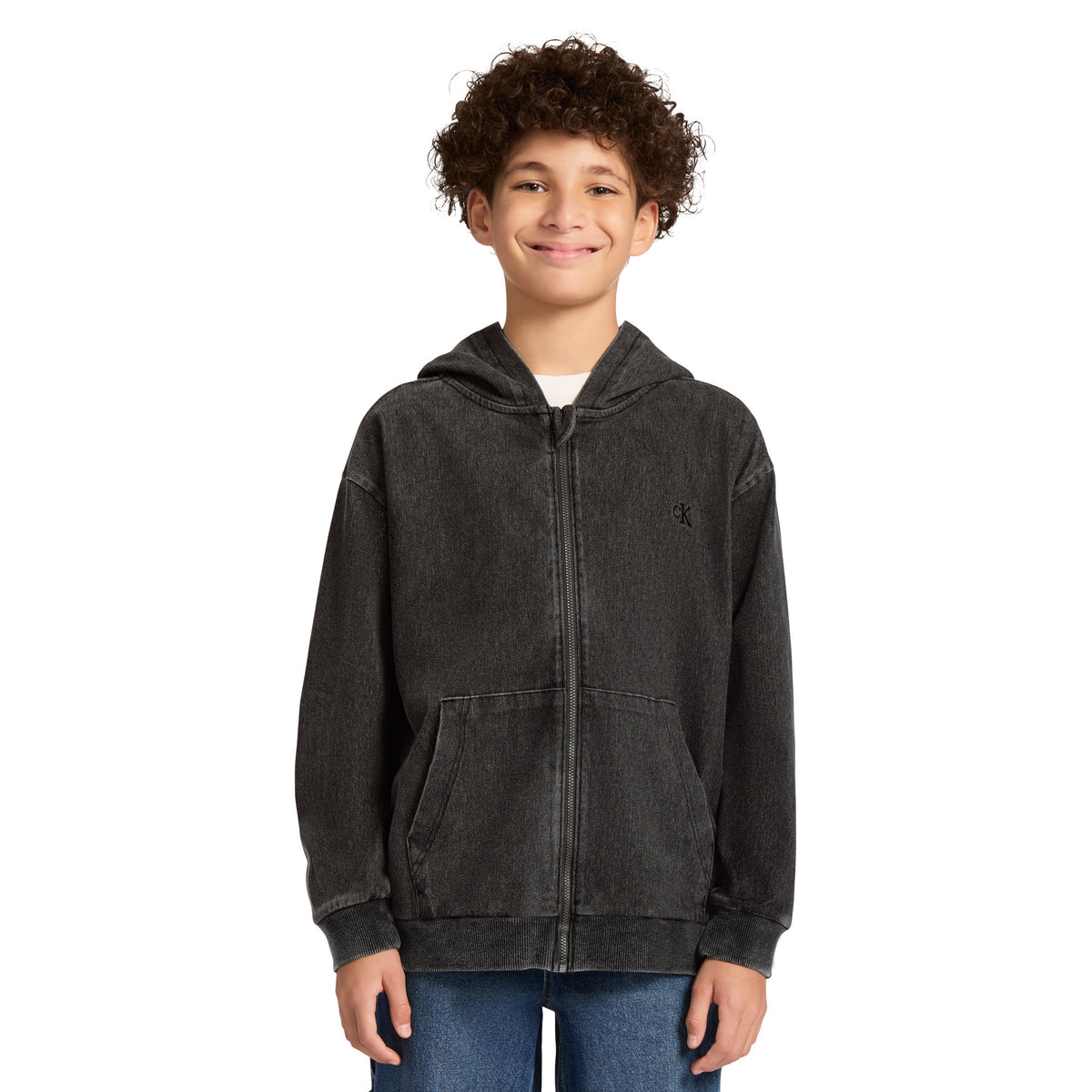Calvin Klein Kids' Denim Zip Hoodie