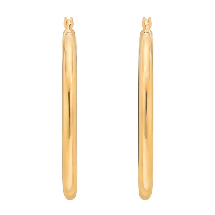 High Polish Round Hoop Gold Earrings