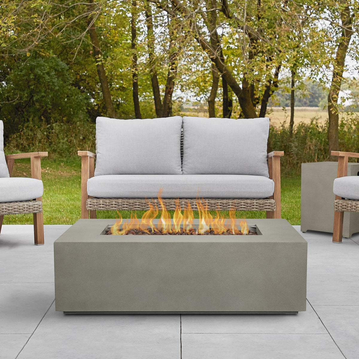 Real Flame Aegean Steel 42 in. Rectangle Fireplace