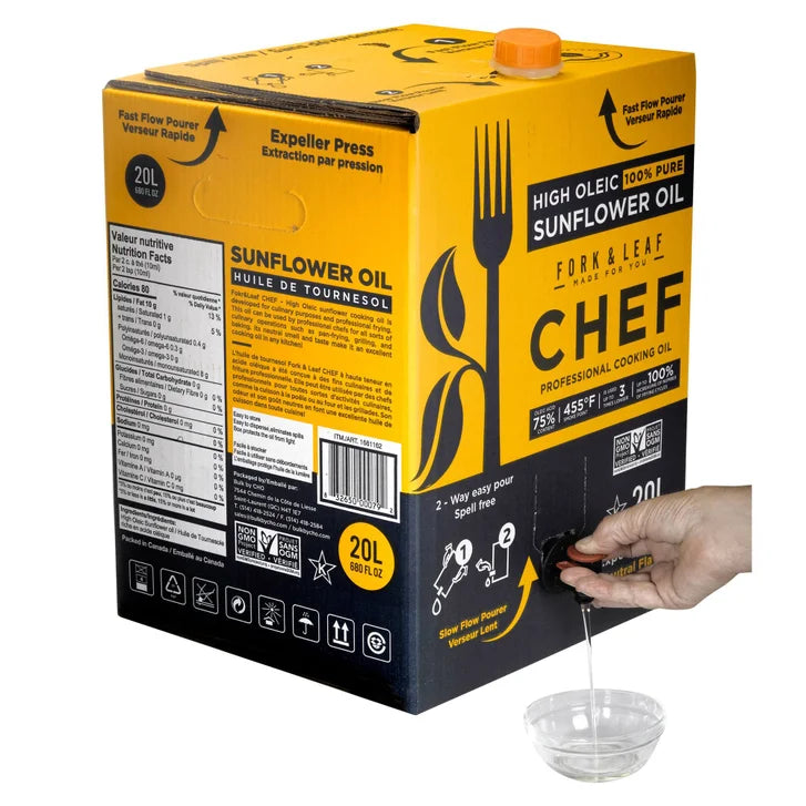 Fork & Leaf High Oleic 100% Pure Sunflower Oil, 20 L