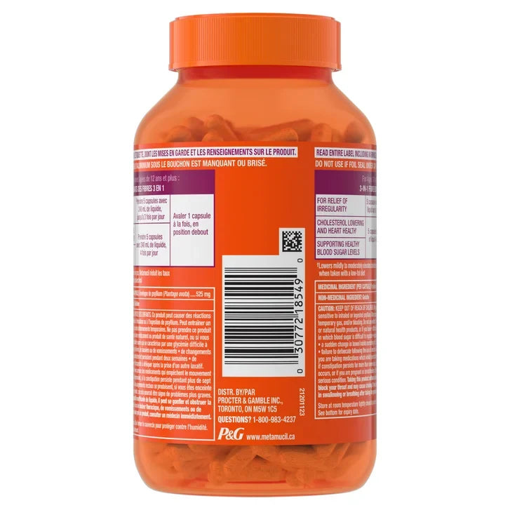 Metamucil 100% Natural Psyllium Husk Daily Fibre Supplement - 300 Capsules