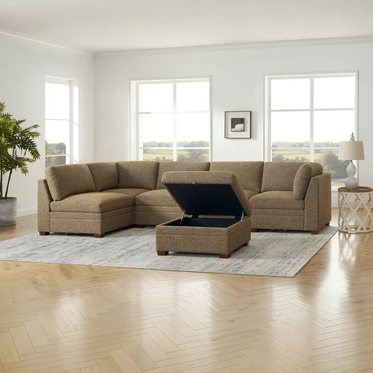 Thomasville Tisdale 6-piece Fabric Sectional with Storage Ottoman