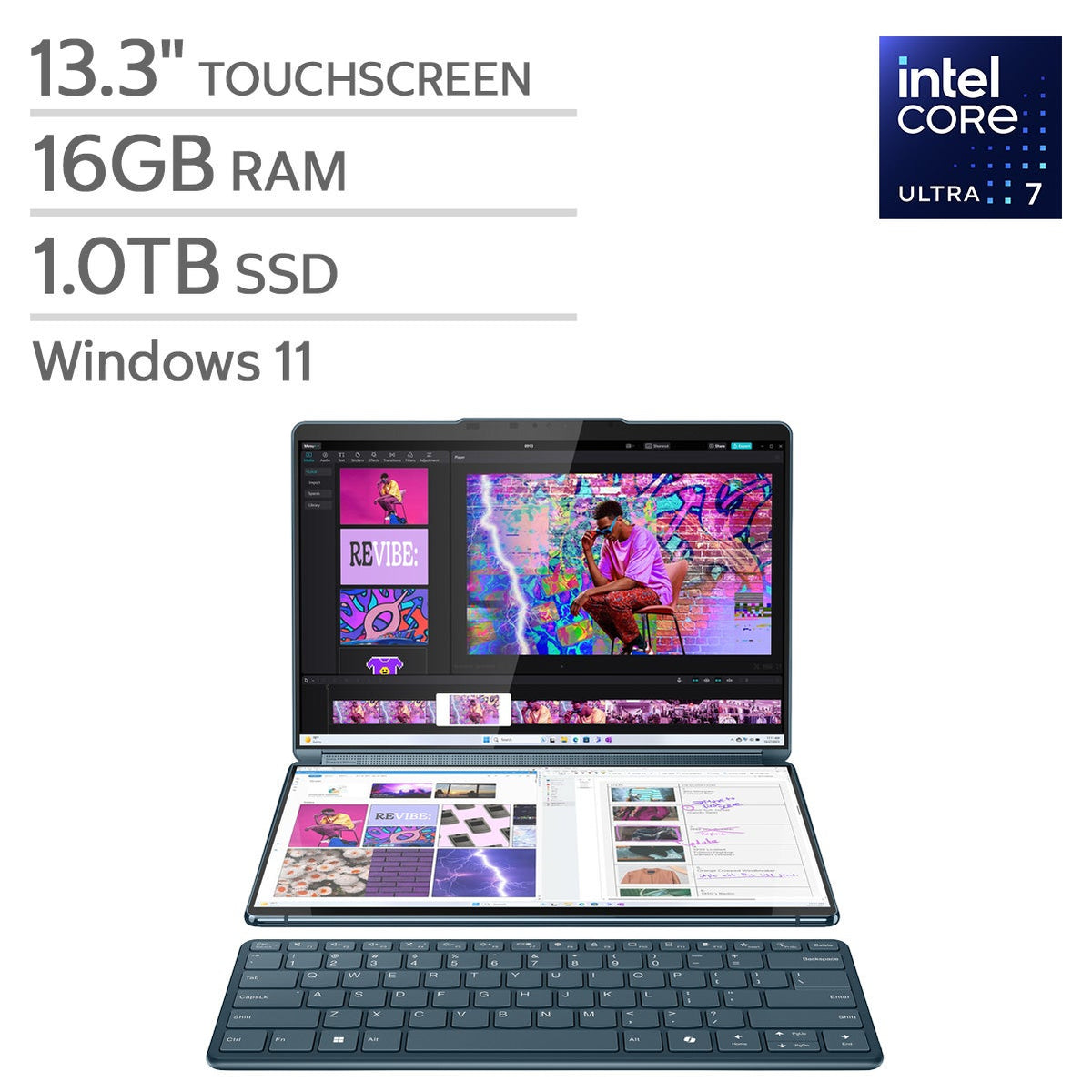 Lenovo Yoga Book 9i 13.3-in. Touchscreen Laptop, Intel Core Ultra 7 155U, 16GB RAM, 1TB SSD Bundle