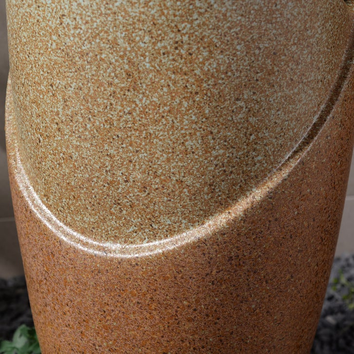 Ceramic Fountain with Lights, Brown Elegance