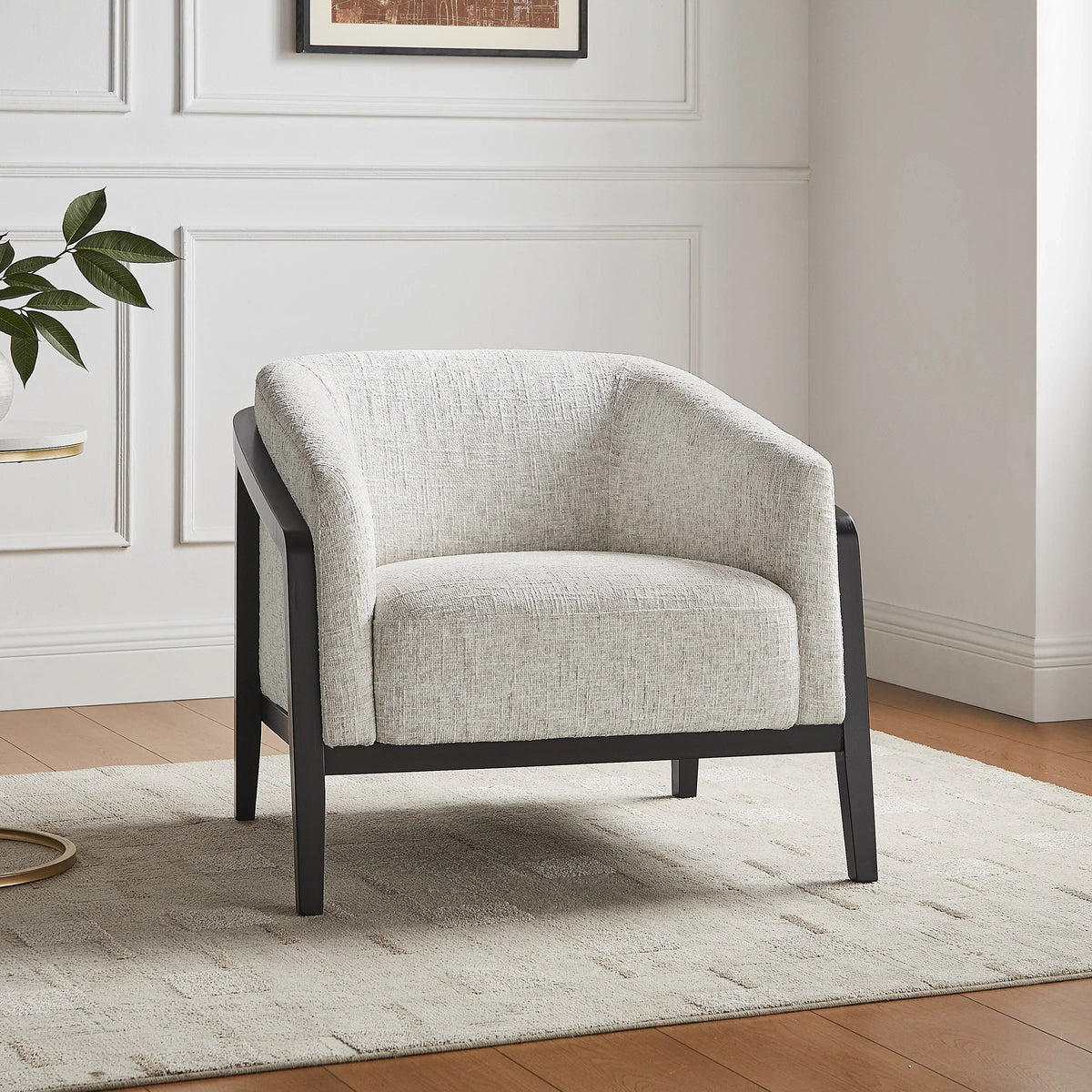 Aiden & Ivy Fabric Accent Chair with Wood Frame