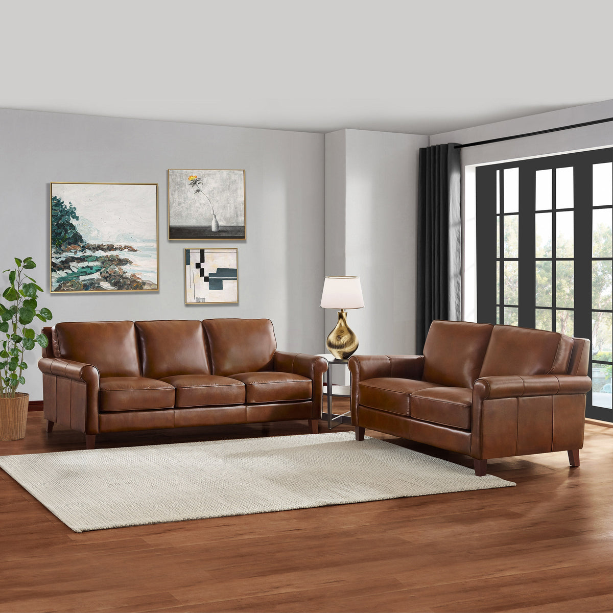 Prospera Home Larsen Top-grain Leather Sofa and Loveseat