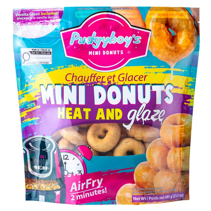 Pudgyboy’s Heat and Glaze Old Fashion Mini Donuts with Vanilla Glaze, 4-pack