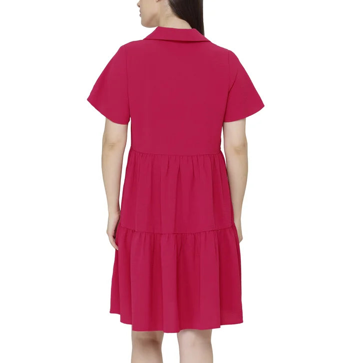 Tahari Women's Short-Sleeve Tiered Dress