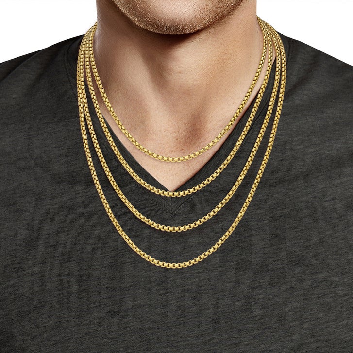 High Polish and Diamond Cut Round Box Chain