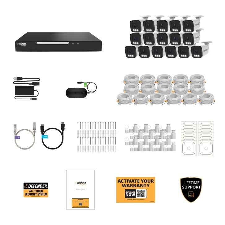 Defender AI POWERED Sentinel 4K Ultra HD Wired 16 Channel PoE NVR Security System with 16 Metal Cameras with 2 TB HDD