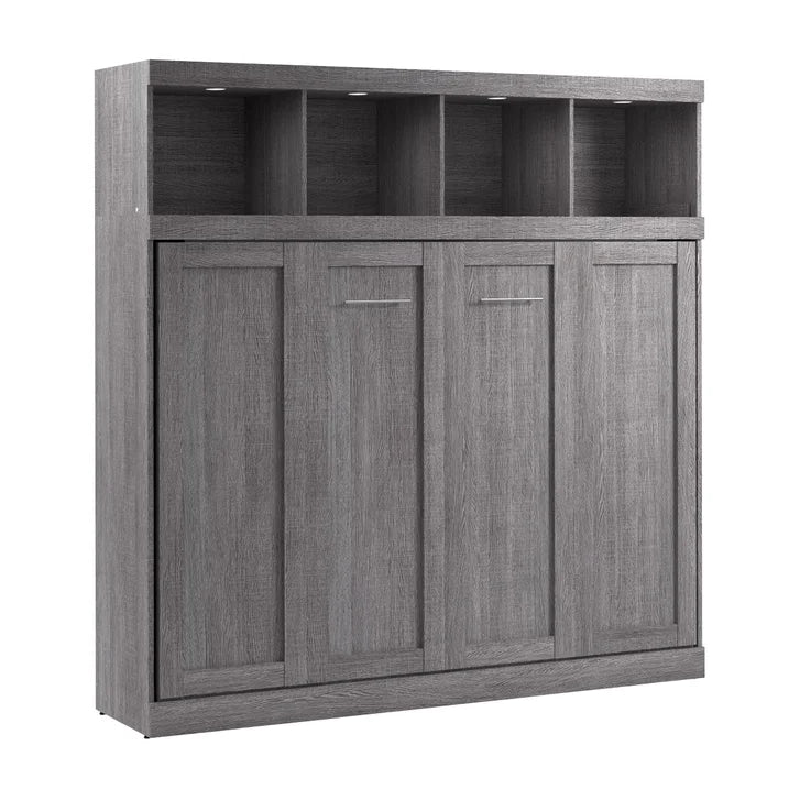 Bestar Oasis Premium Horizontal Queen Wall Bed with Overhead Storage