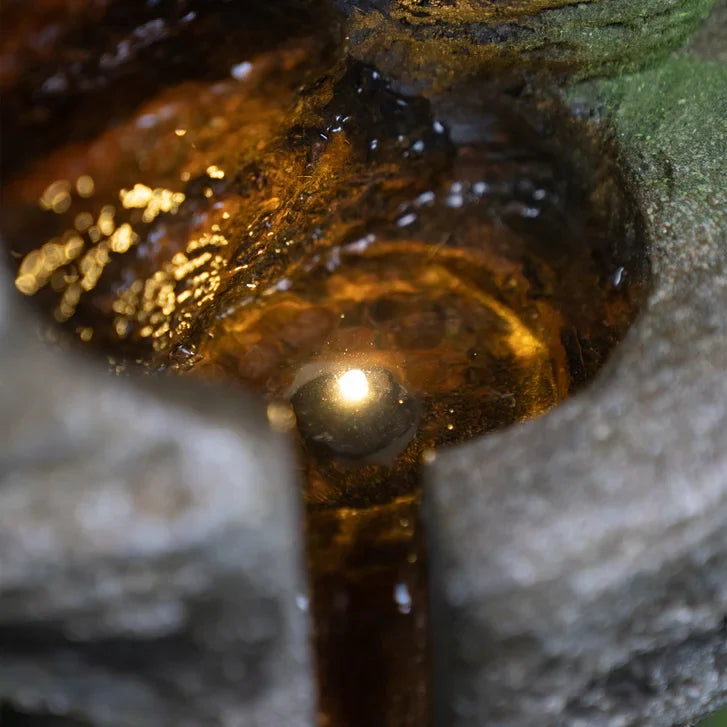 Multilevel Rock Fountain with LED Lights