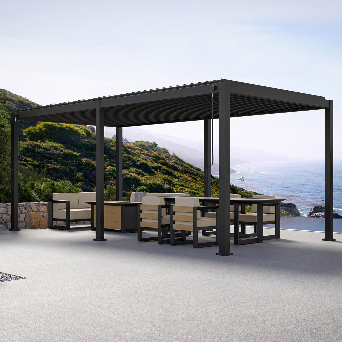 Mirador 10 ft. x 20 ft. Adjustable Louvered Aluminum Pergola