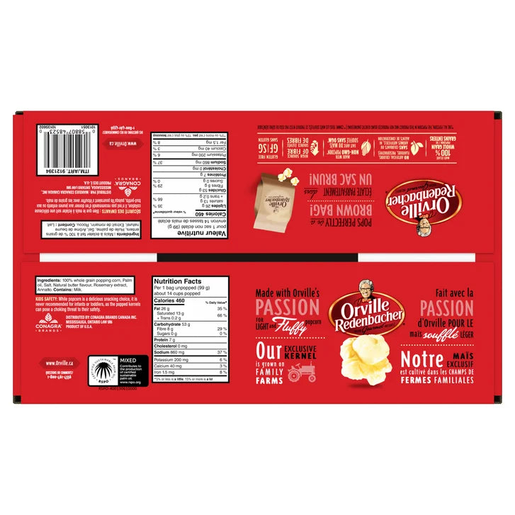 Orville Redenbacher's Popcorn, Extra Buttery, 24 × 99 g