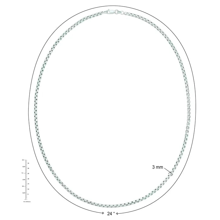 High Polish and Diamond Cut Round Box Chain