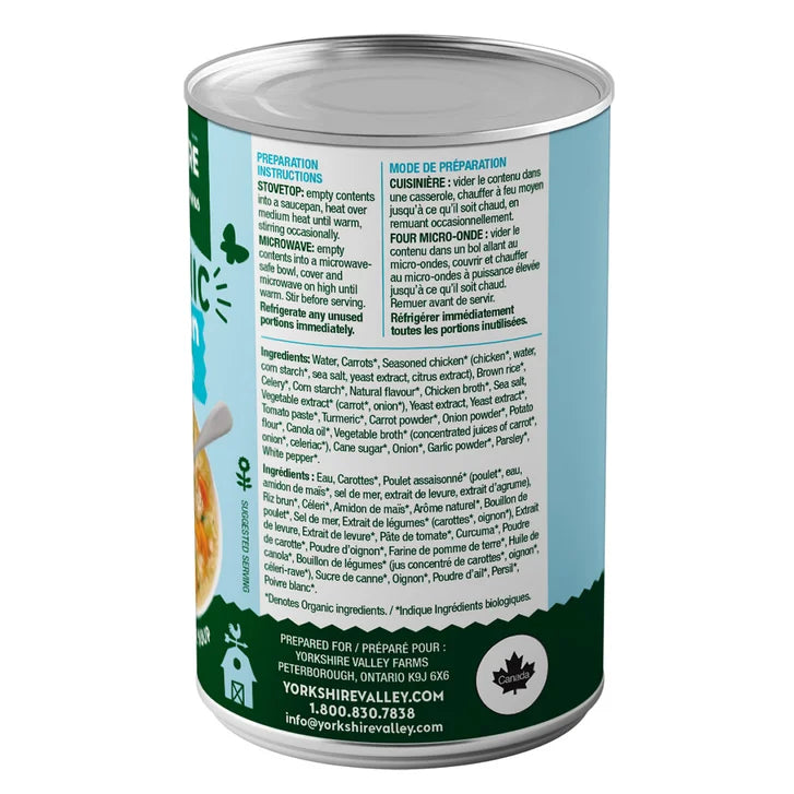Yorkshire Valley Farms Organic Chicken & Brown Rice Soup, 12 x 398 mL