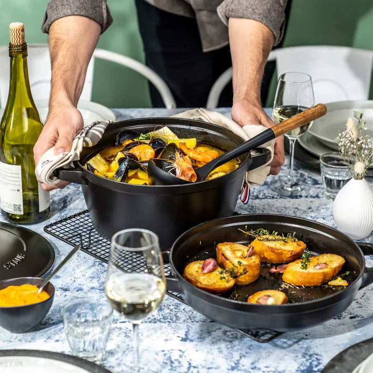STAUB Stackable Cast Iron Dutch Oven Set, Small, 3-piece