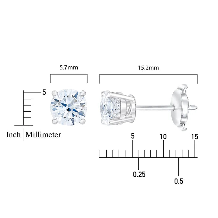 Round Brilliant Diamond Stud Earrings (1.60 ctw)