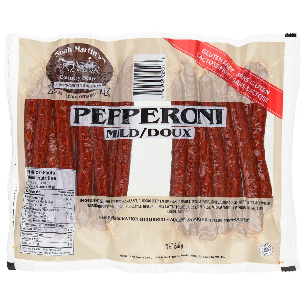 Noah Martin's Mild Pepperoni, 600 g