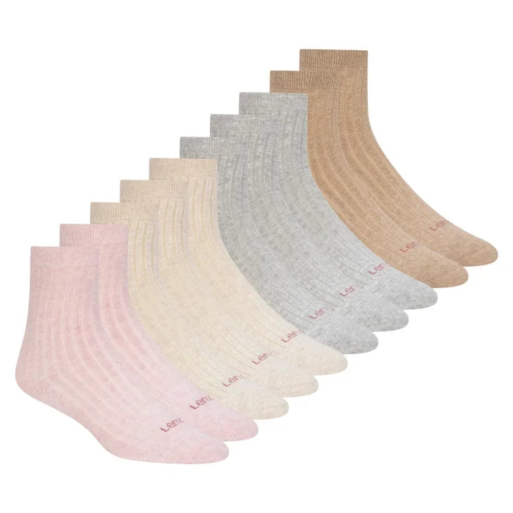 Lemon Casual Ribbed Low Crew Socks, 10-pack