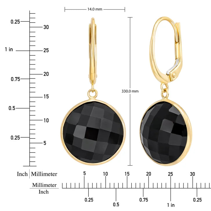 Round Onyx Drop Earrings