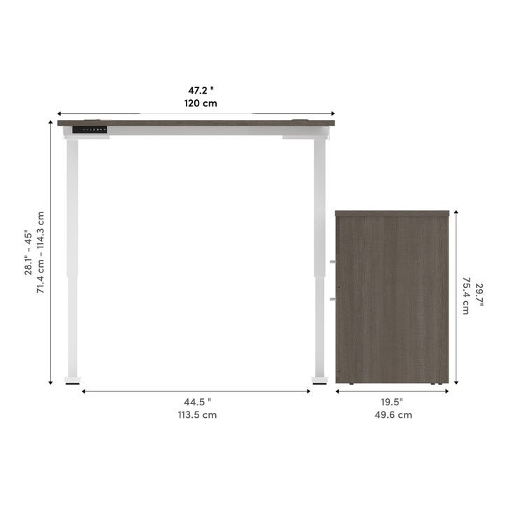 Bestar Upstand 2-piece L-shaped Workstation with Height Adjustable Desk