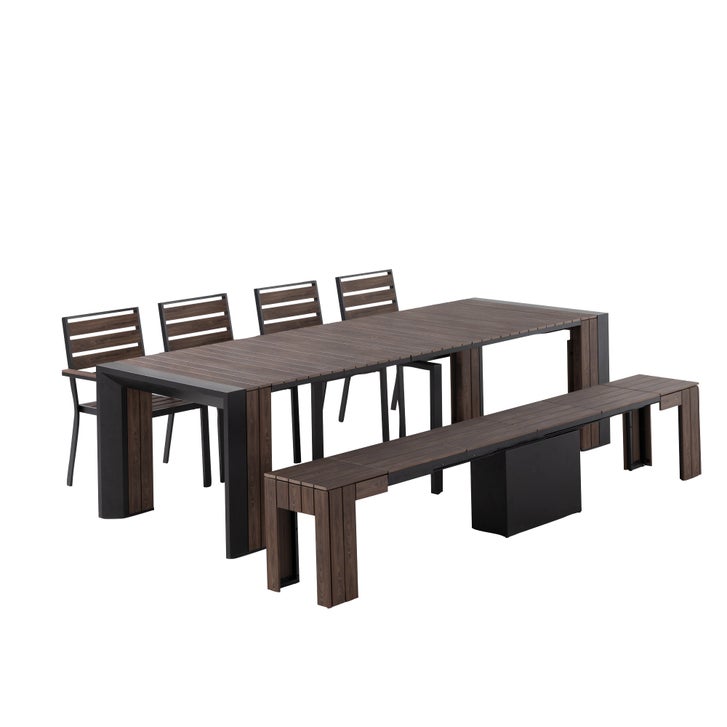 Transformer Table Extendable Outdoor Patio Dining Set