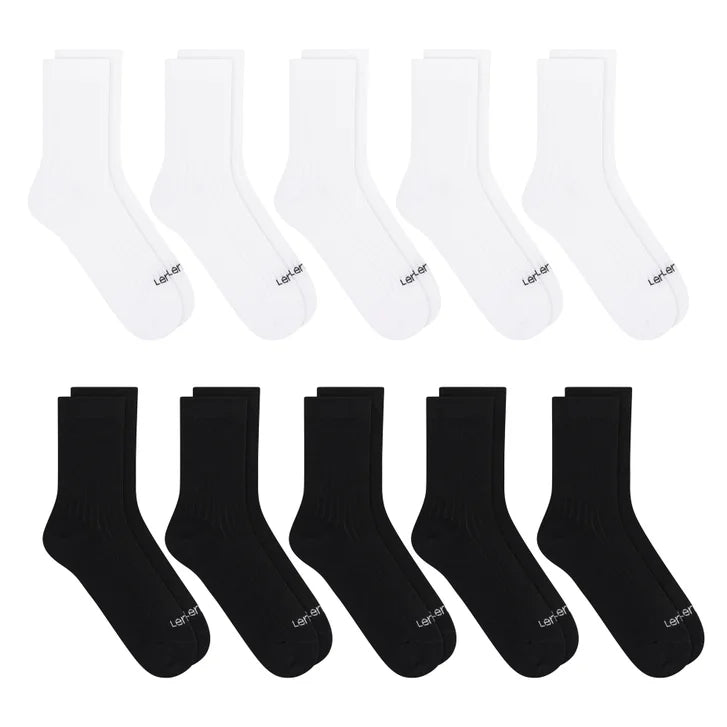 Lemon Casual Ribbed Low Crew Socks, 10-pack