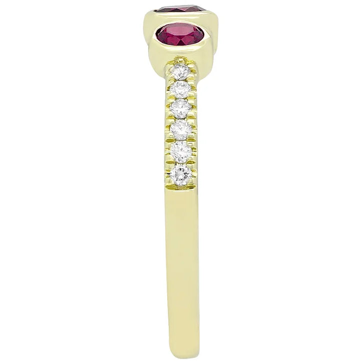 Round Cut Ruby and Diamond Ring (0.10 ctw)