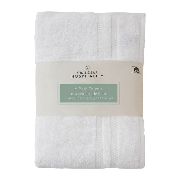 Grandeur Hospitality Bath Towels, 6-pack