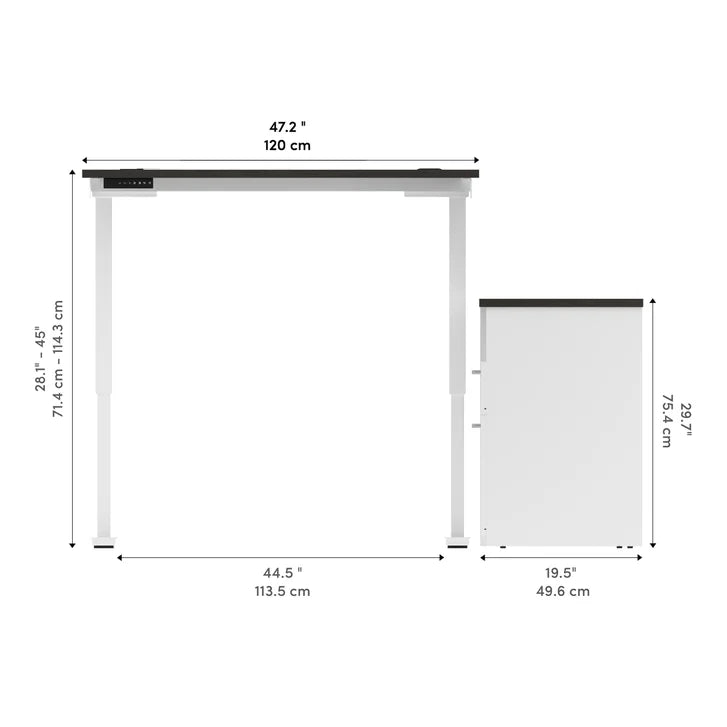Bestar Upstand 2-piece L-shaped Workstation with Height Adjustable Desk