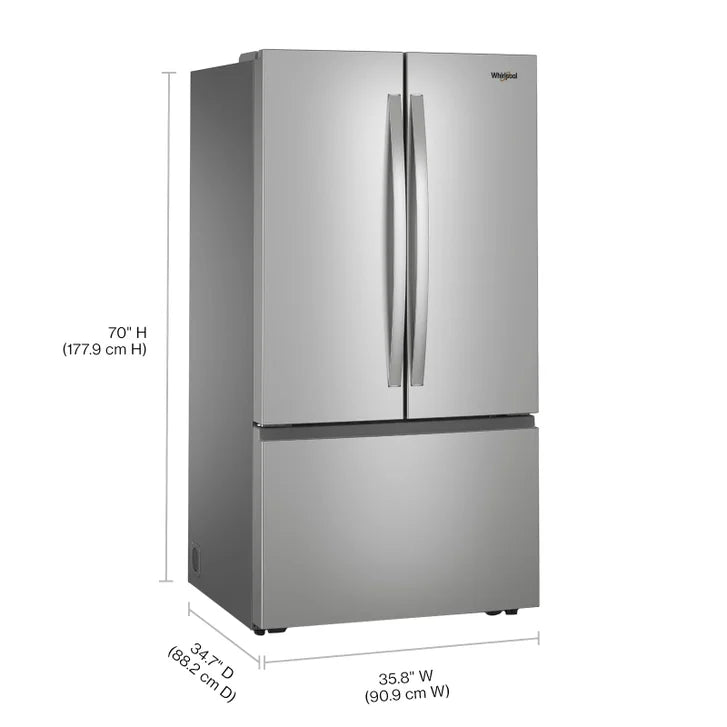 Whirlpool 36 in. 31 cu ft. Stainless Steel French Door Refrigerator with Ice Maker