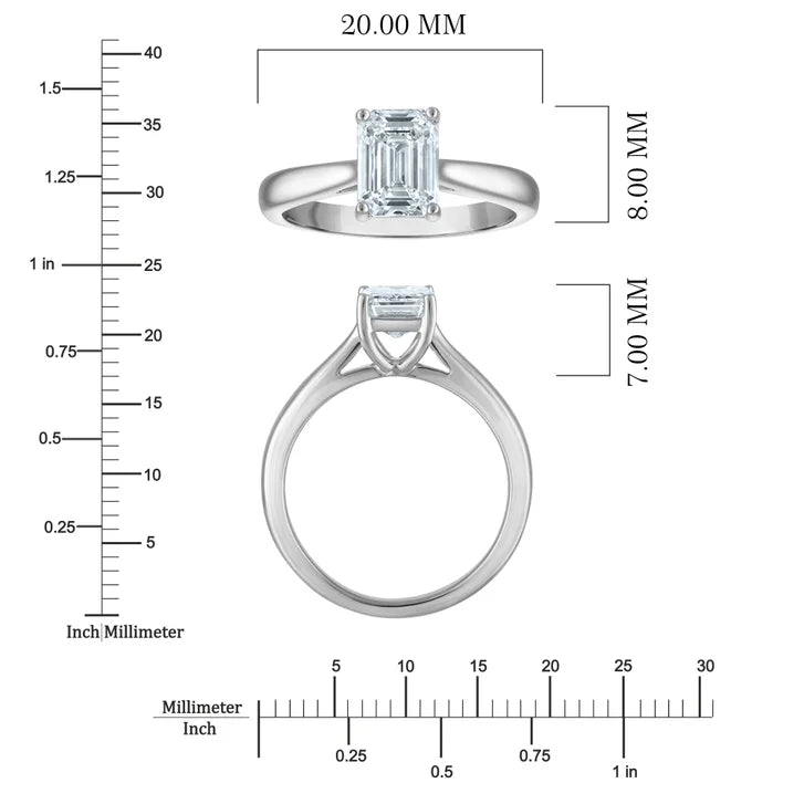 1.70 ct Emerald Cut, Clarity VS1, Colour F, Diamond Solitaire Ring
