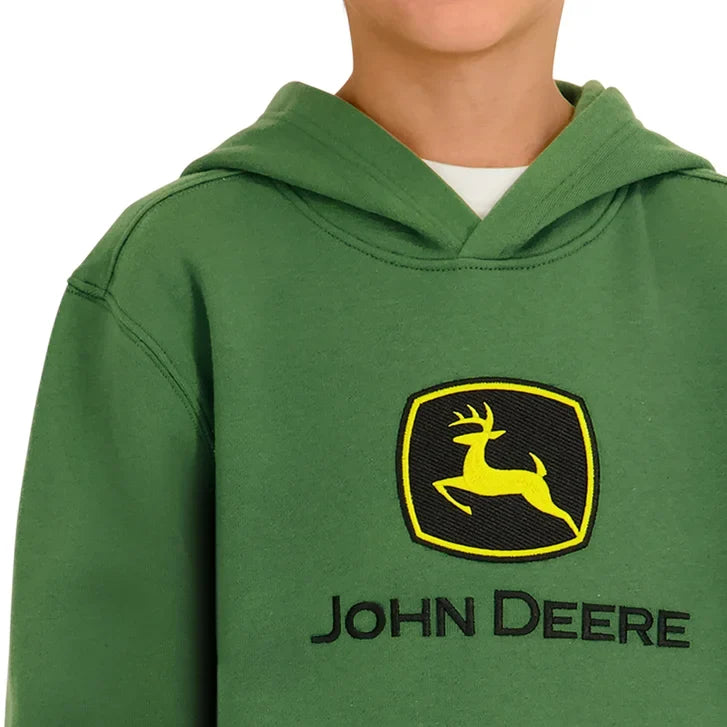 John Deere Boys' Embroidered Logo Hoodie – Cotton Blend Fleece Sweatshirt