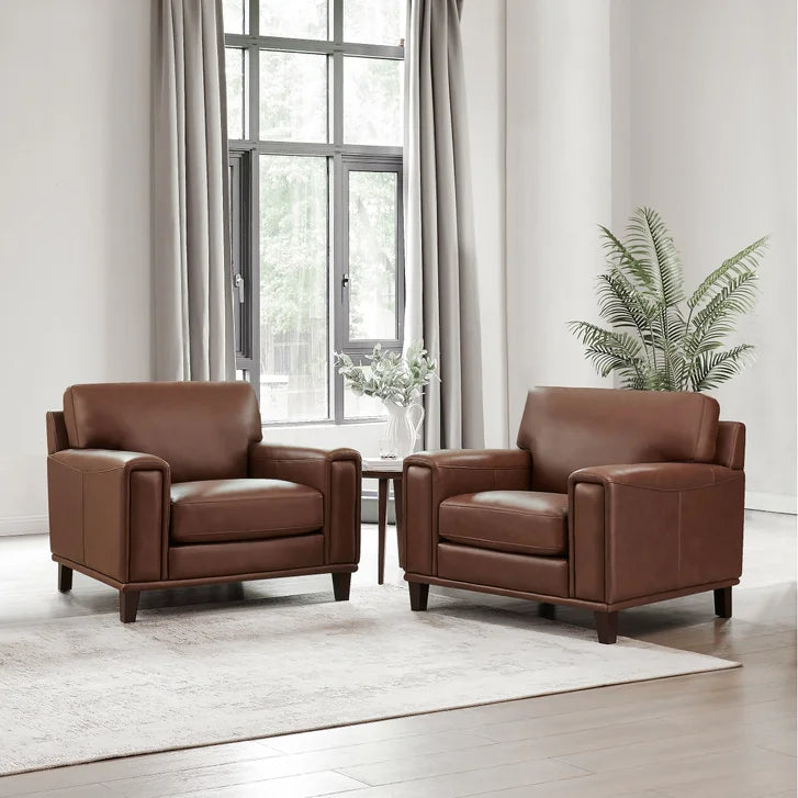 Prospera Home Jensen Top-grain Leather Sofa and 2 Chairs