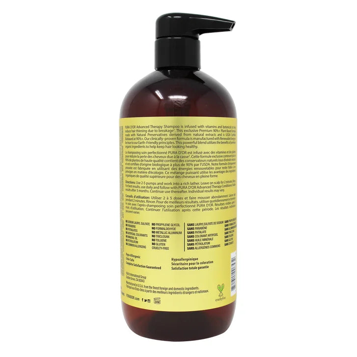 Pura D'Or Advanced Therapy Shampoo and Conditioner, 2 x 709 mL