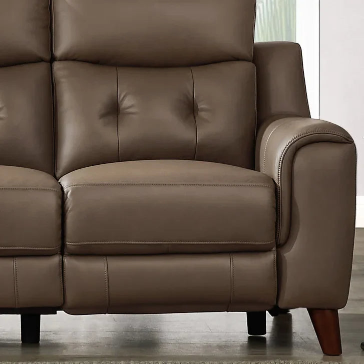 Prospera Home Malibu Modern Top Grain Leather Power Reclining Sofa with Power Headrest