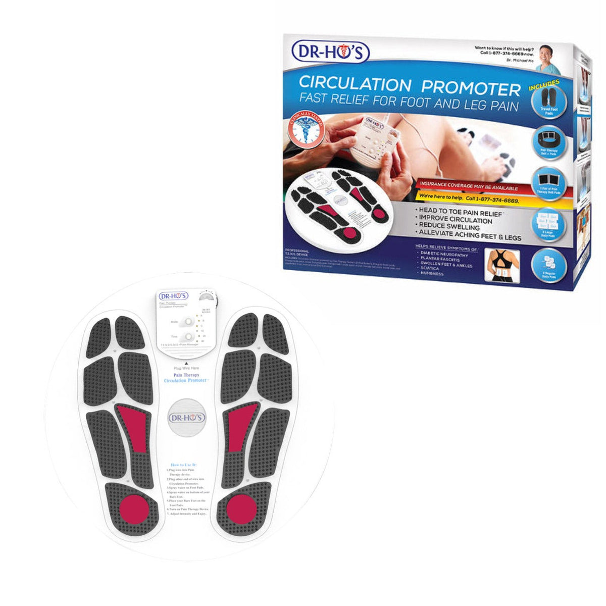 DR-HO'S Circulation Promoter Plus Gel Pad Kit and Pain Therapy Back Relief Belt