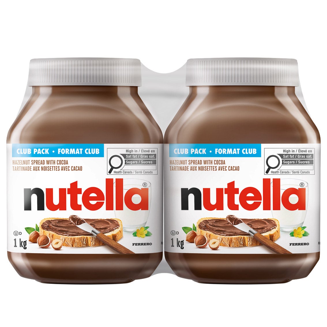 Nutella Hazelnut Spread with Cocoa, 2 × 1 kg