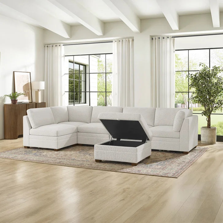 Thomasville Tisdale 6-piece Fabric Sectional with Storage Ottoman